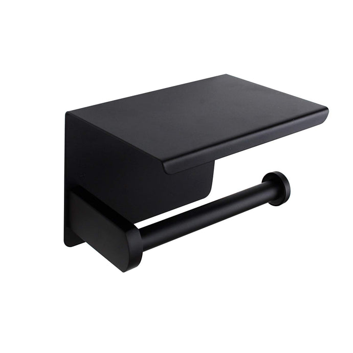 Black Toilet Paper Holder with Shelf, Easy-To-Install ,Toilet Paper Holder Stand by SIXIA